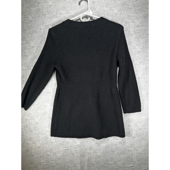 Ann Taylor Long Flared Cardigan Sweater Black Angora Blend Size Med Heavy Knit - Picture 8 of 9